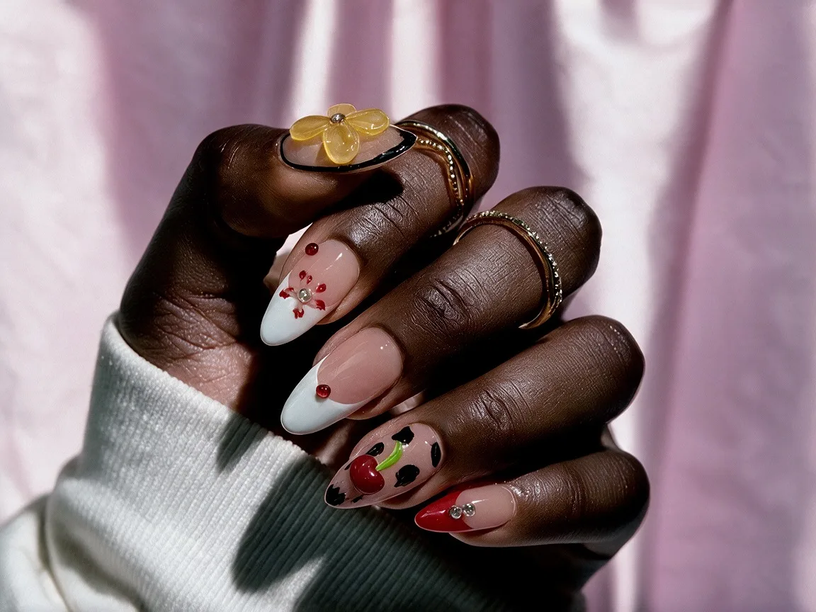 Forbidden Fruit Hand Made Press On Oval Nails