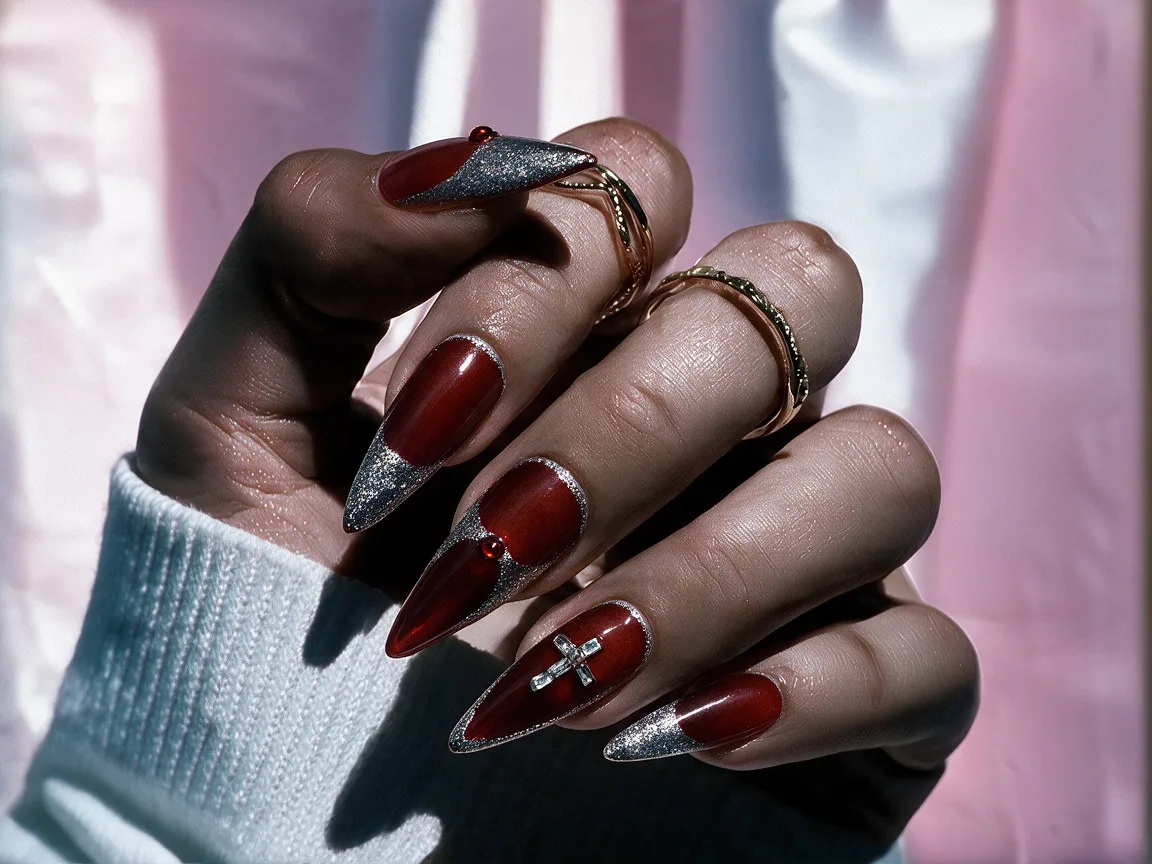 Imperial Ruby Hand Made Press On Stiletto Nails