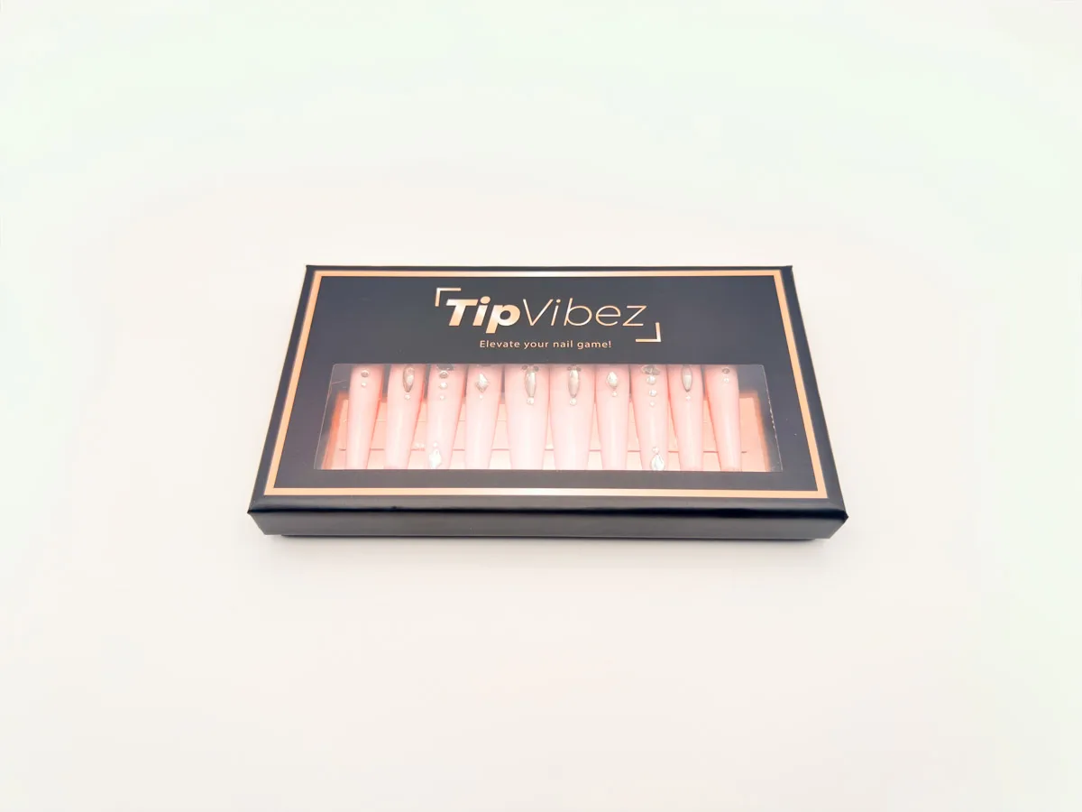 Diamond Blush Hand Made Press On Coffin Nails