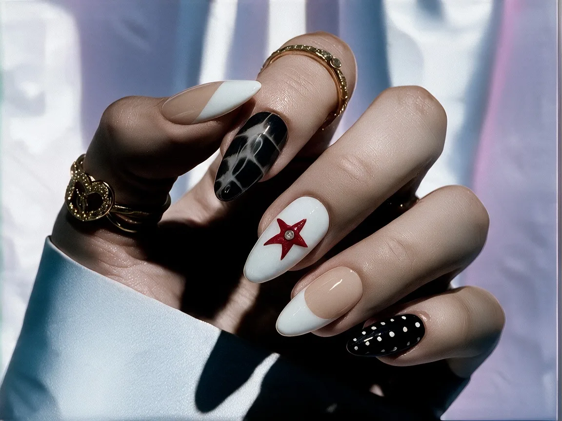 Rockstar Vibez Hand Made Press On Almond Nails
