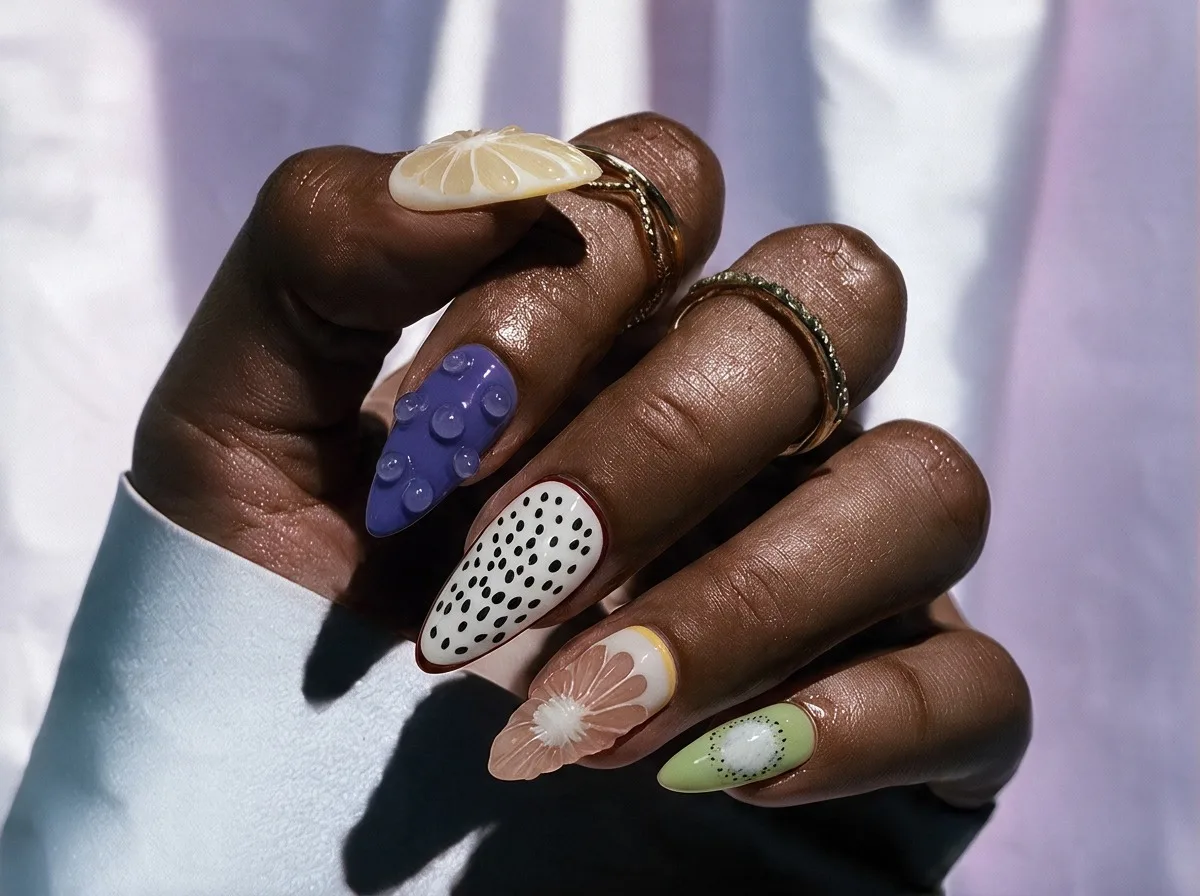 Fruit Craze Hand Made Press On Short Stiletto Nails