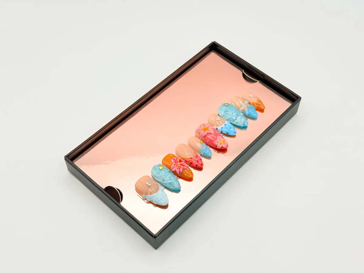 Island Fever Hand Made Press On Oval Nails