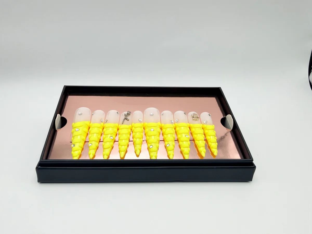 Pineapple Twist Hand Made Stilletto Nails