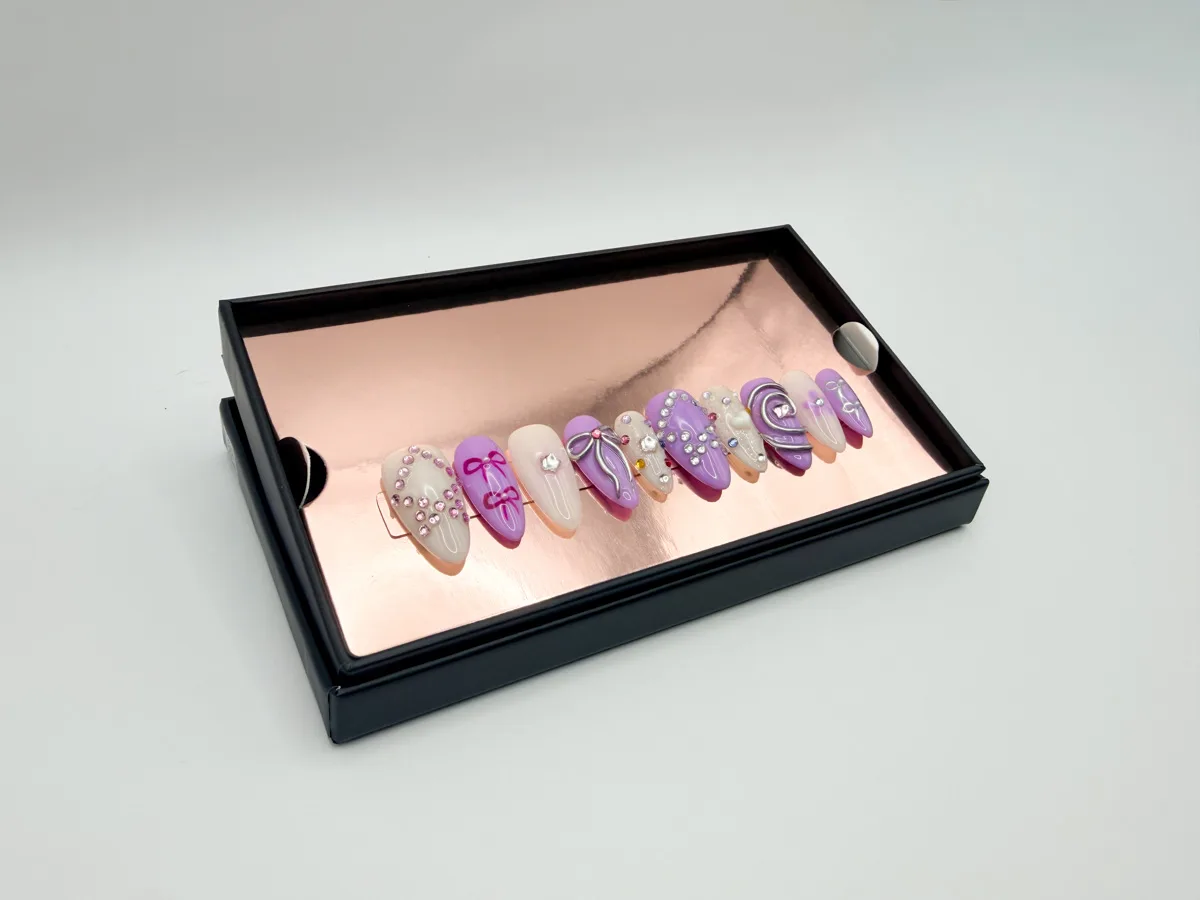 Lilac Bowtique Hand Made Almond Nails