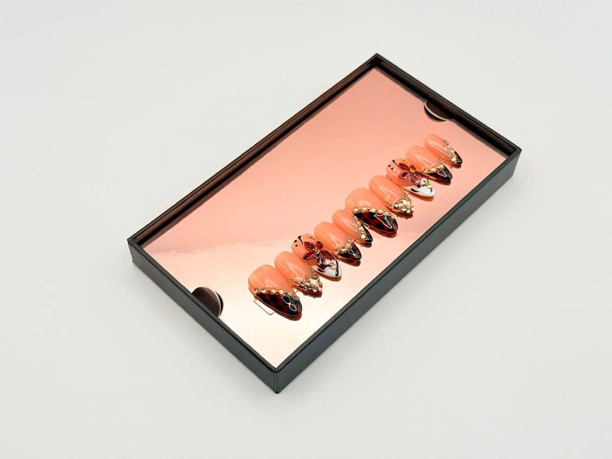 Iced Dahlia Hand Made Press On Oval Nails