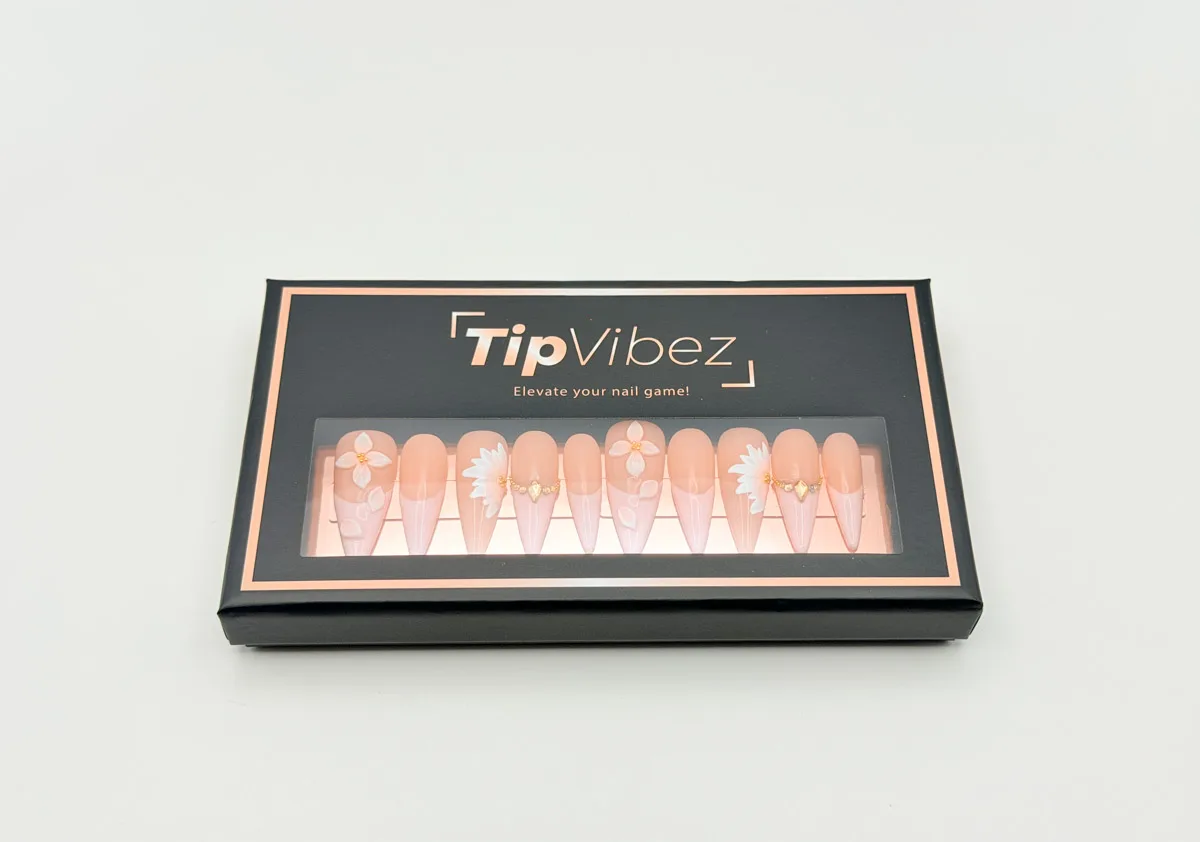 Blushin' Bouquet Hand Made Press On Stiletto Nails