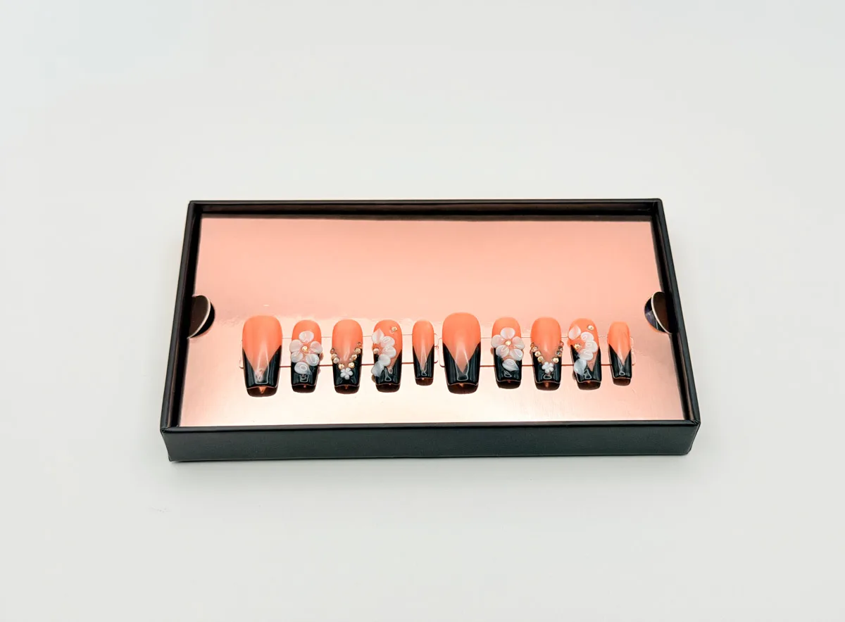 Orchid Noir Hand Made Press On Square Nails