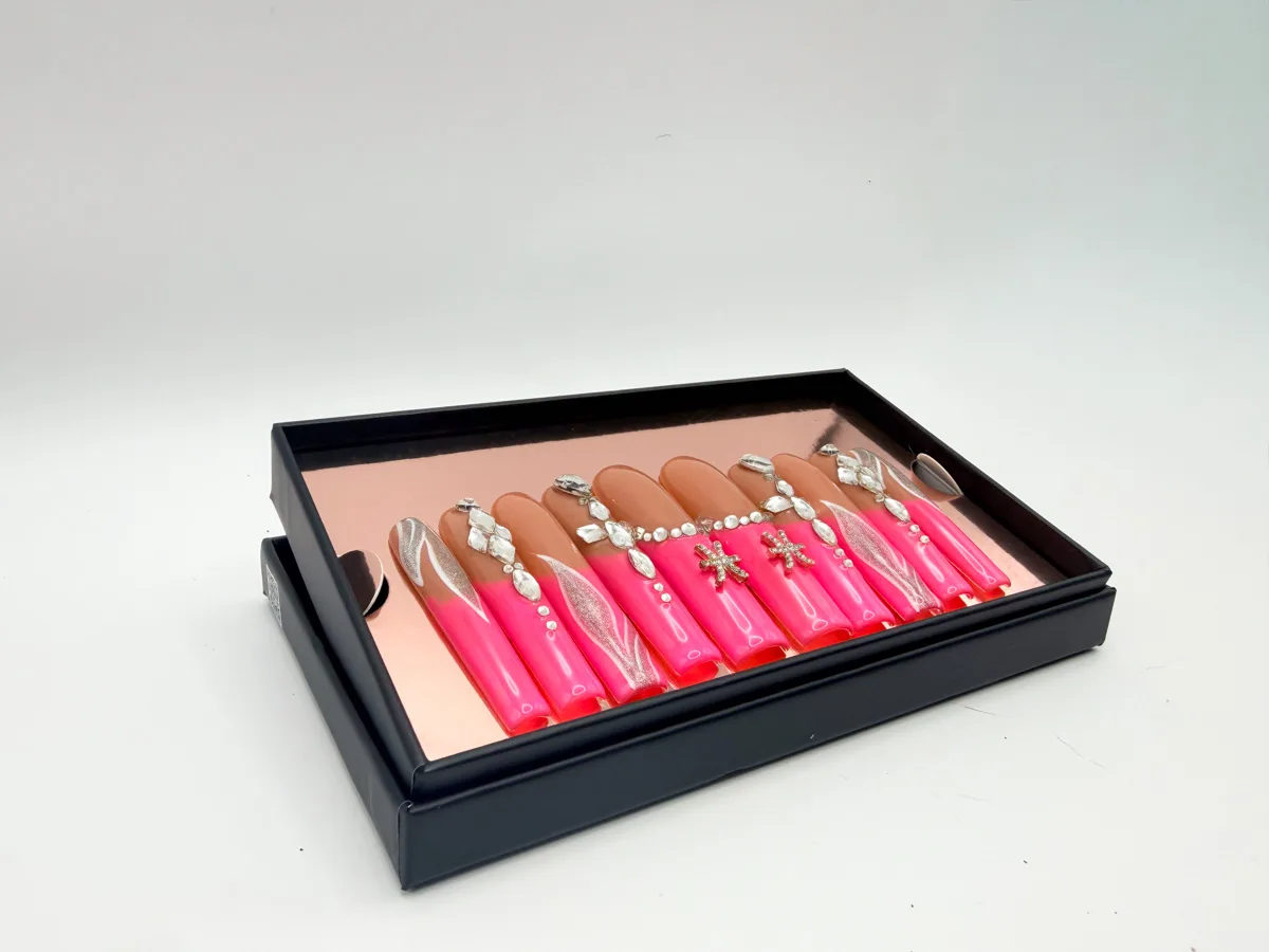 Pink Royalty Hand Made Coffin Nails