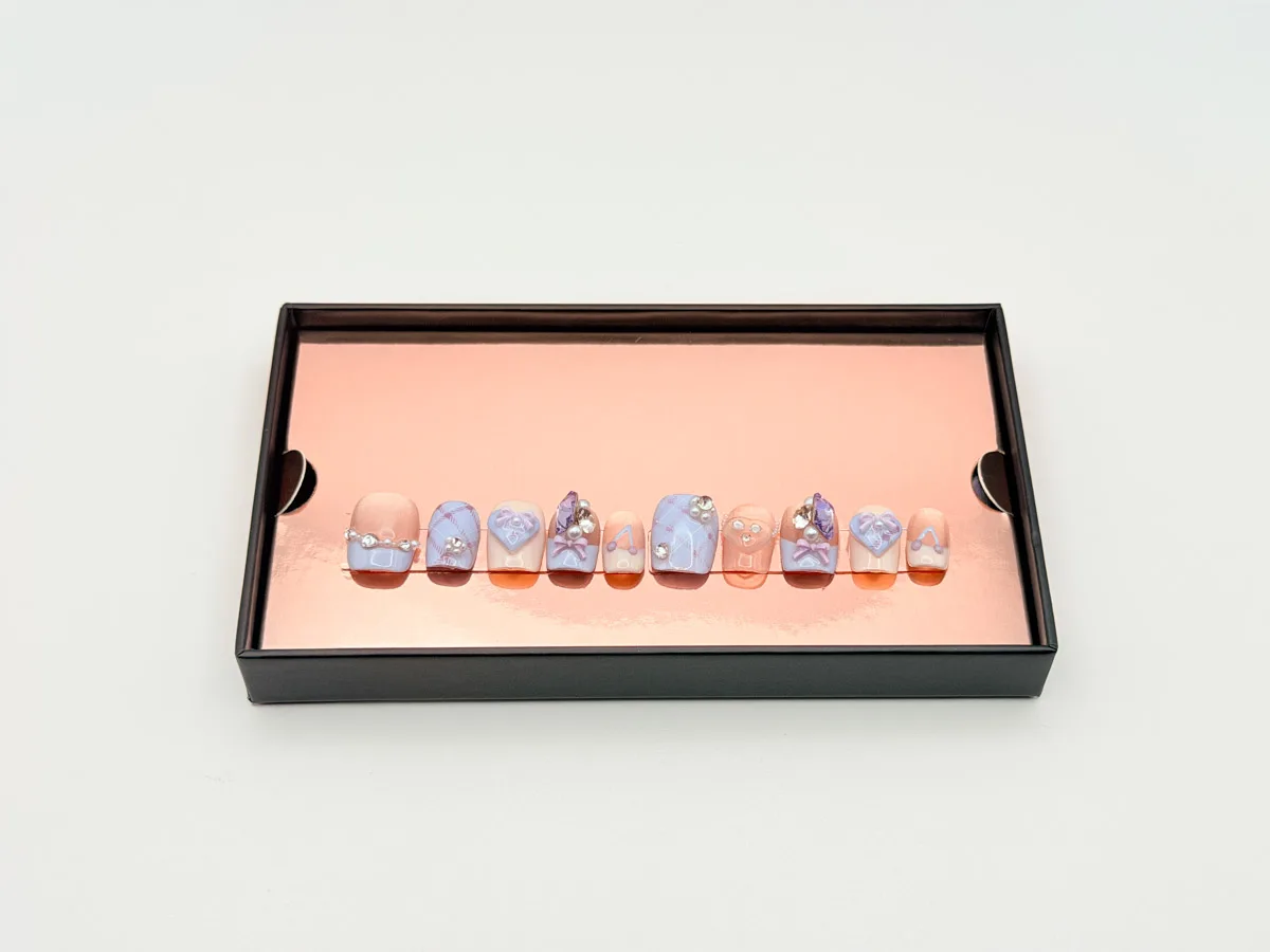 Lavender Ice Hand Made Press On Short Square Nails