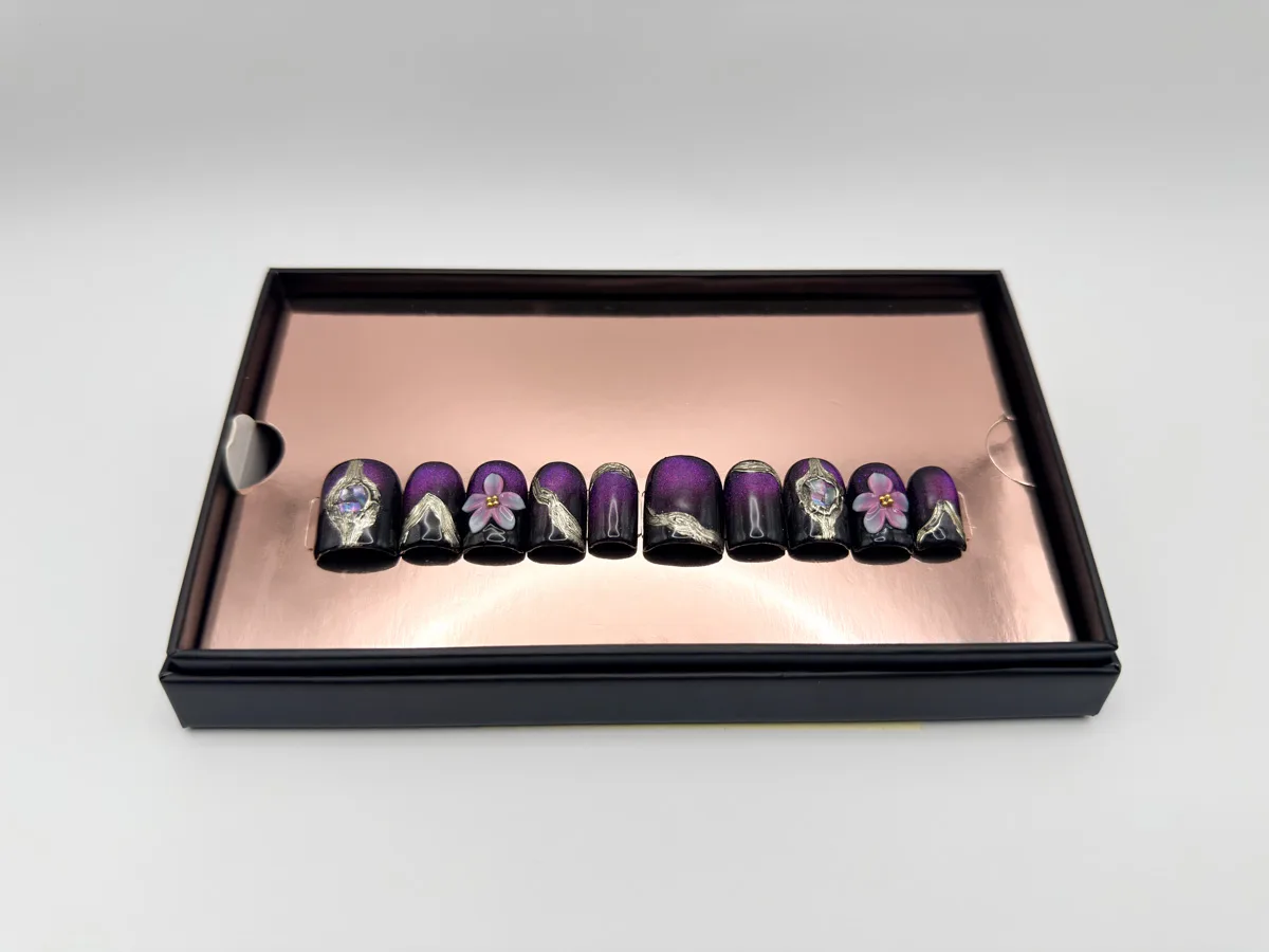Dark Orchid Hand Made Square Nails