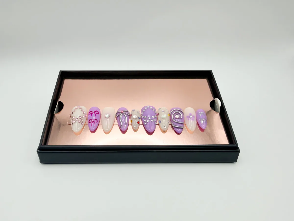 Lilac Bowtique Hand Made Almond Nails