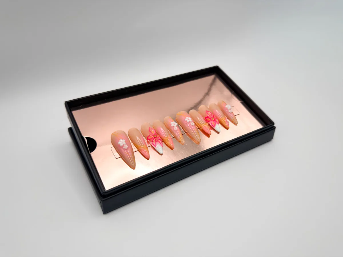 Hawaiian Sunset Hand Made Stilletto Nails