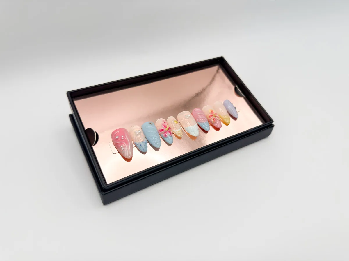Pastel Petalz Hand Made Press On Almond Nails