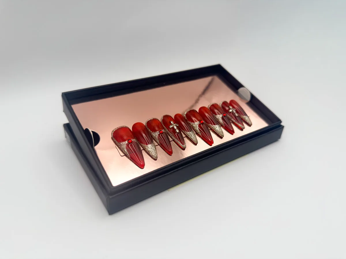 Imperial Ruby Hand Made Stilletto Nails