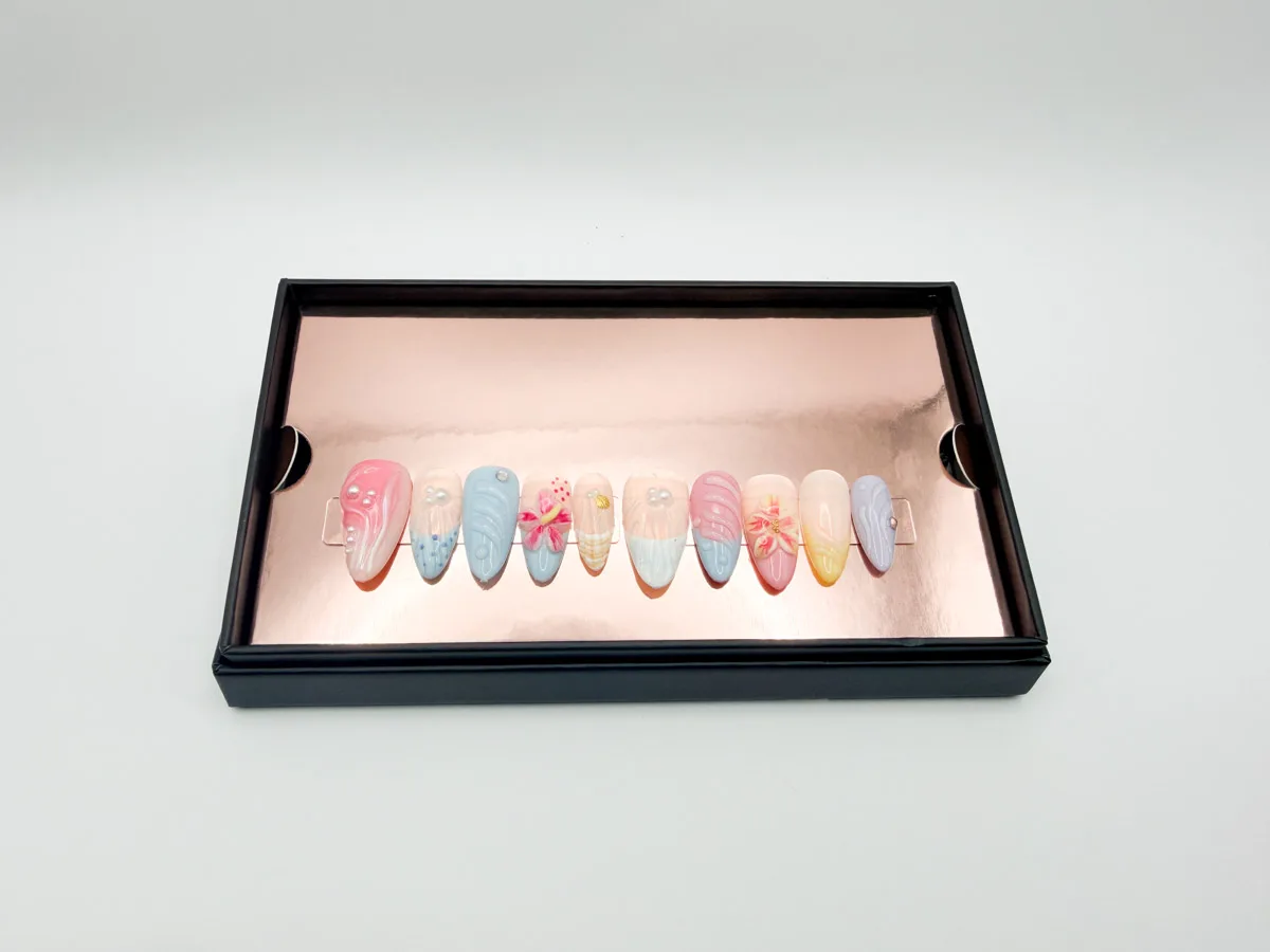 Pastel Petalz Hand Made Press On Almond Nails