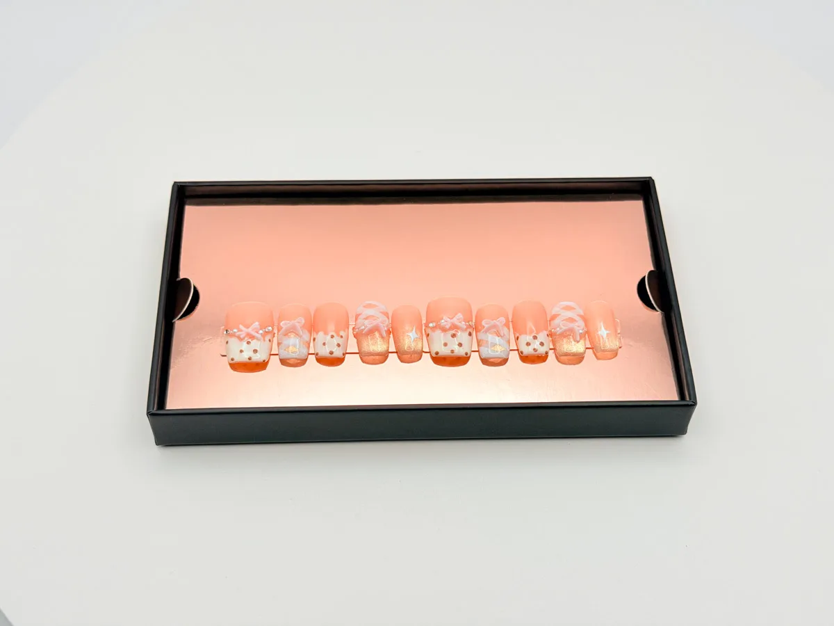 Pink Symphony Hand Made Press On Short Square Nails