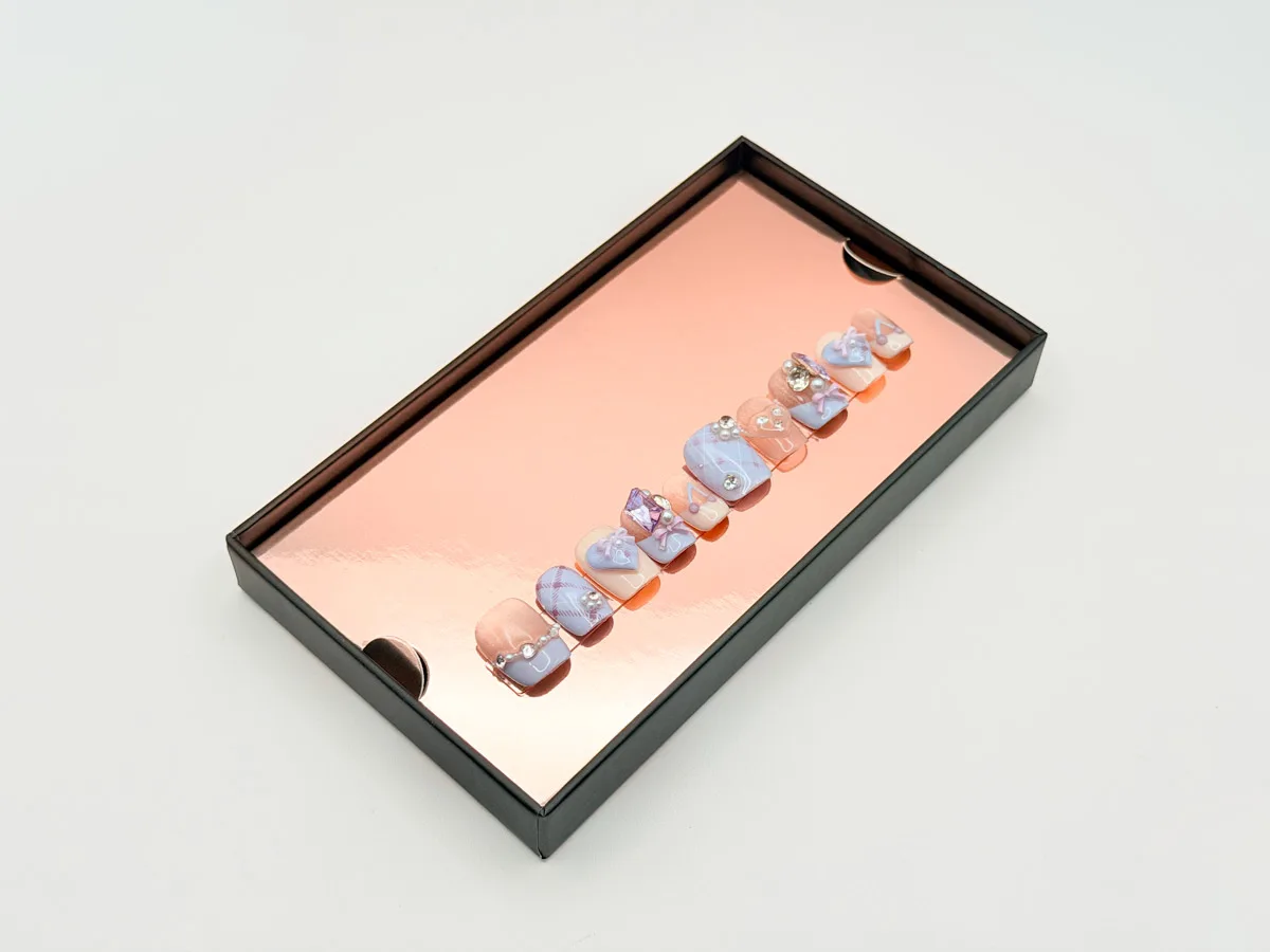 Lavender Ice Hand Made Press On Short Square Nails