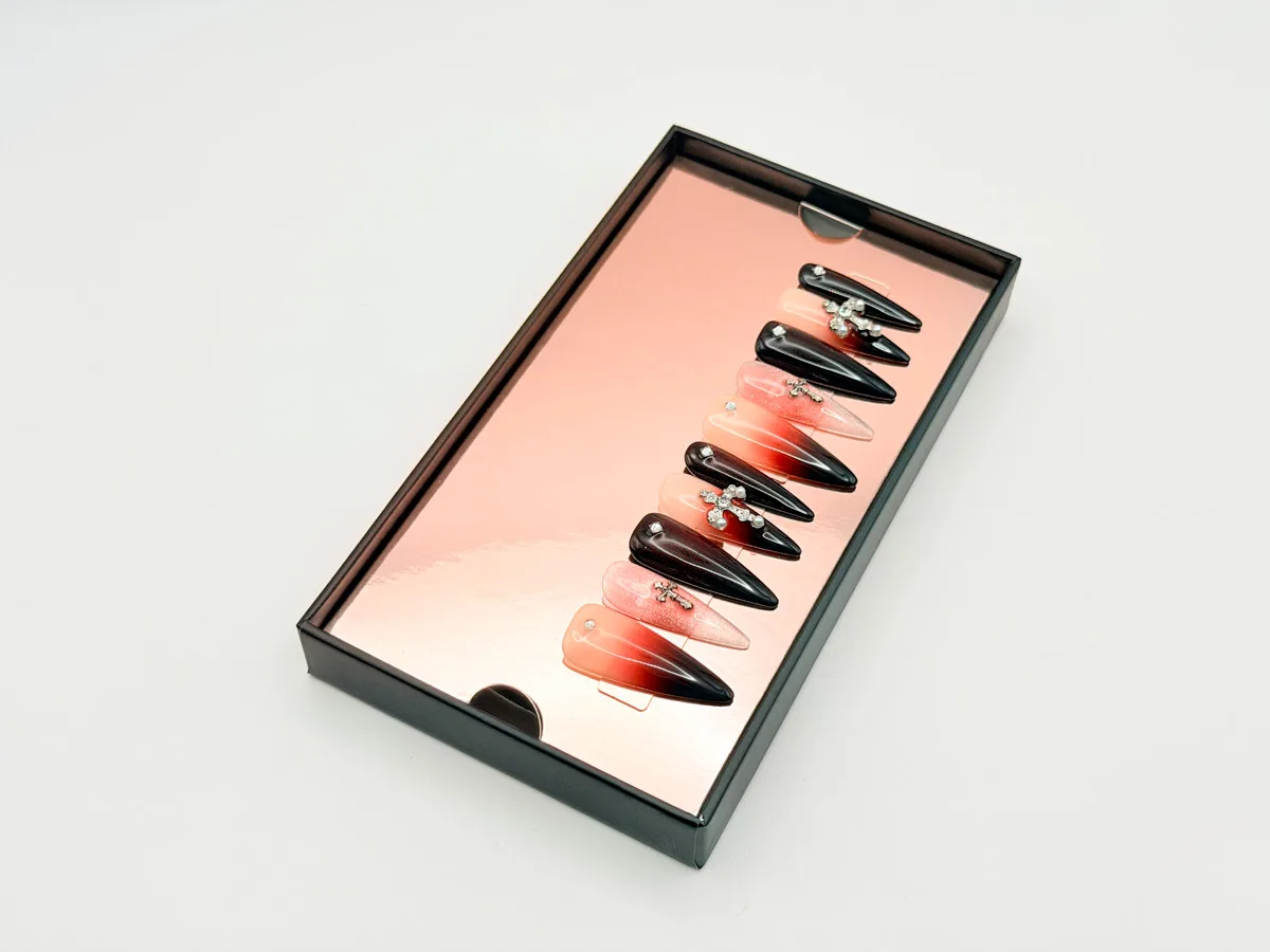 Crossed Loyalty Hand Made Press On Stiletto Nails
