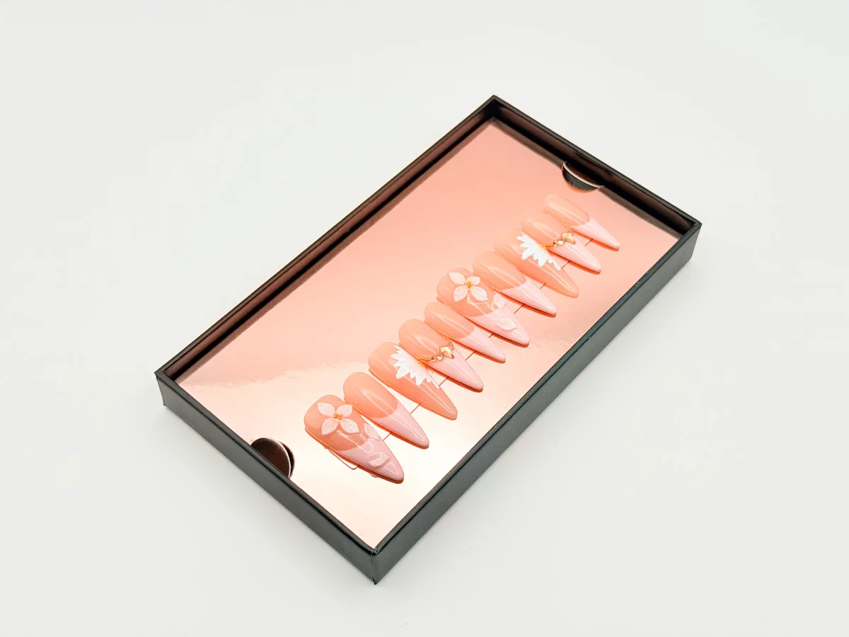 Blushin' Bouquet Hand Made Press On Stiletto Nails
