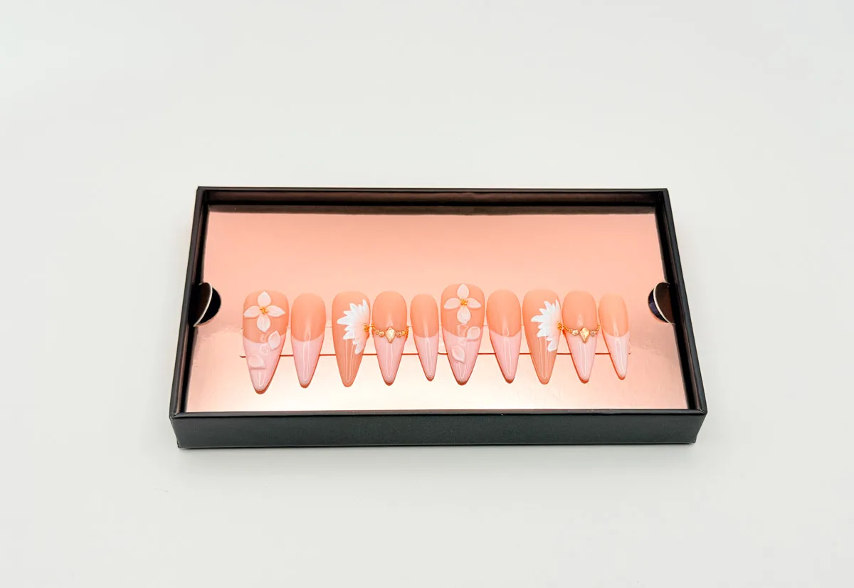 Blushin' Bouquet Hand Made Press On Stiletto Nails
