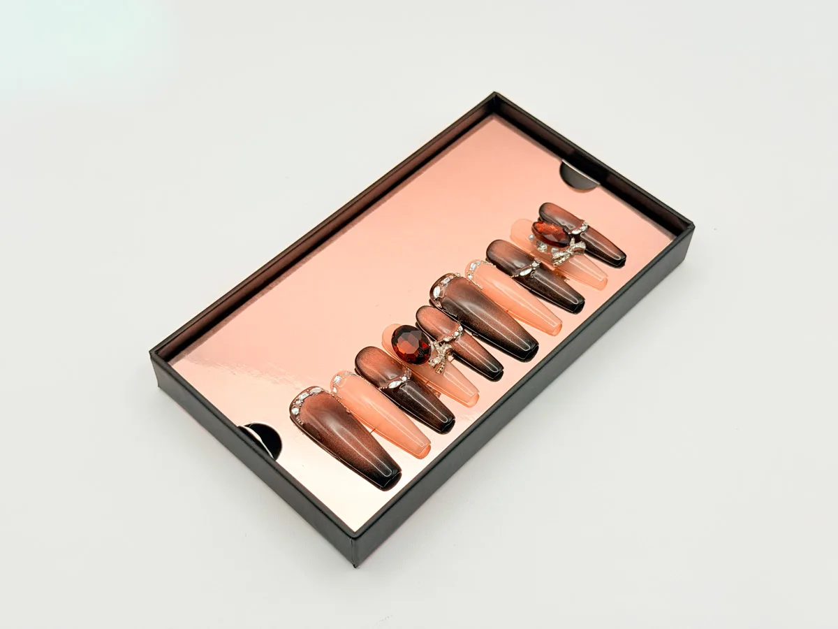 Crown Jewel Hand Made Press On Coffin Nails