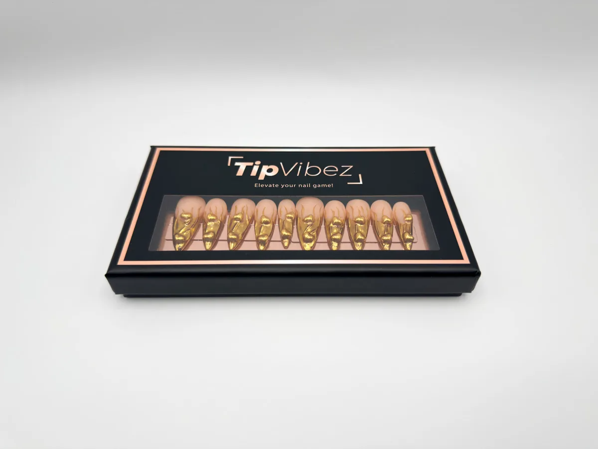 Gold Drip Hand Made Stilletto Nails