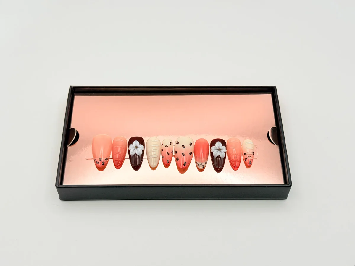 Jungle Orchid Hand Made Press On Oval Nails