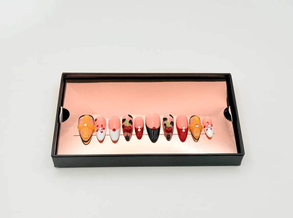 Forbidden Fruit Hand Made Press On Oval Nails
