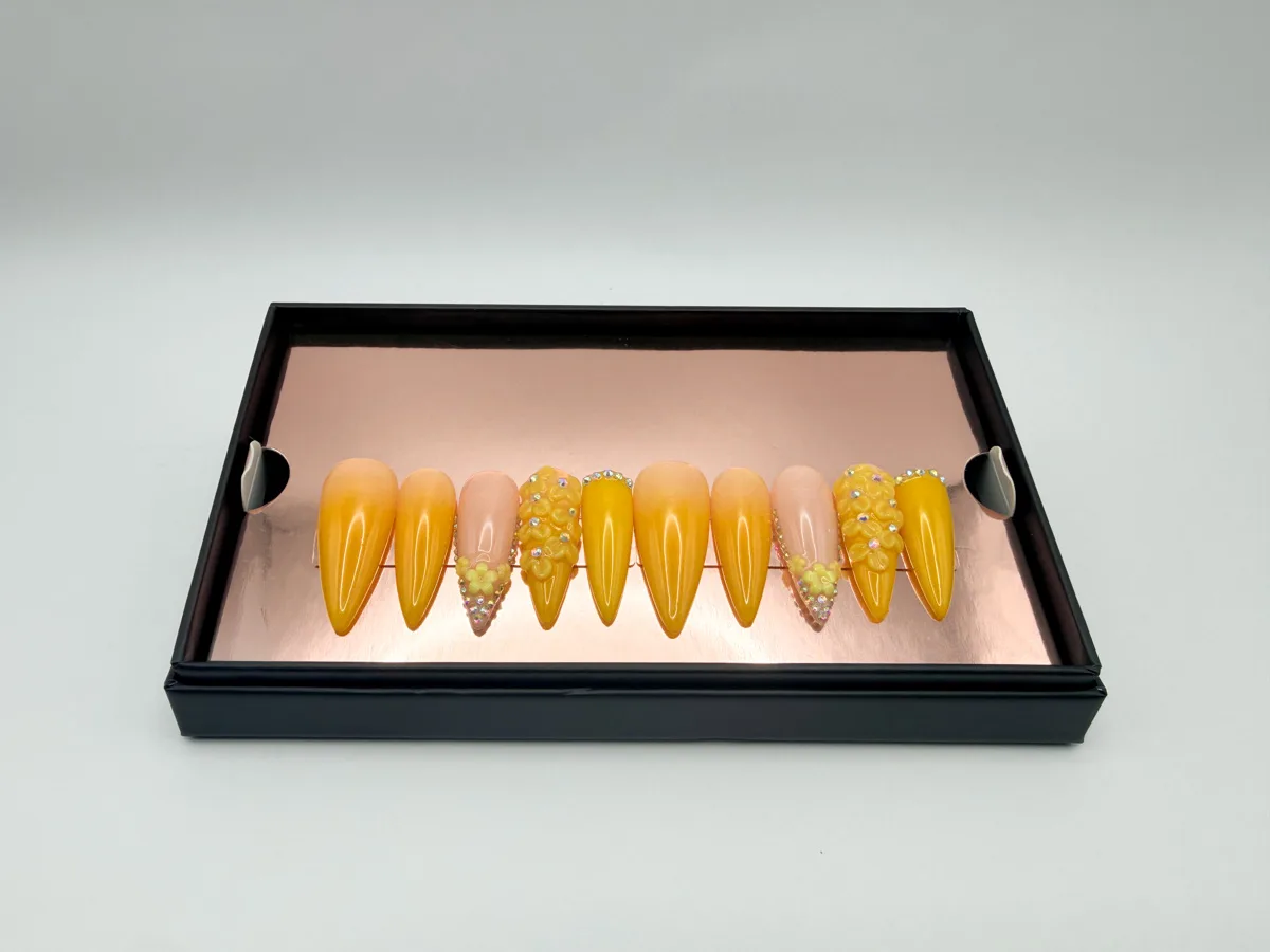 Lemon Drop Hand Made Stilletto Nails