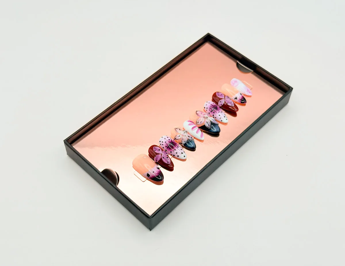 Spotted Fantasy Hand Made Press On Oval Nails