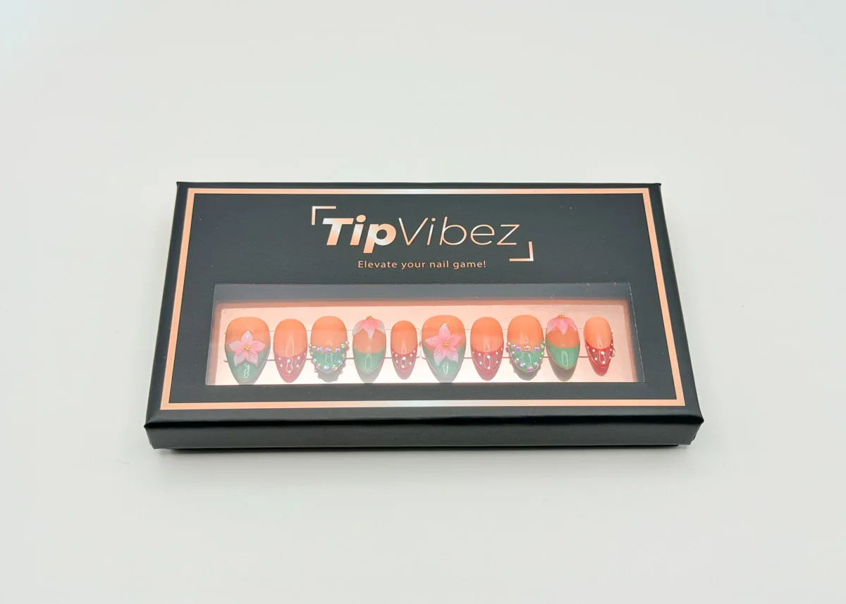 Strawberry Patch Hand Made Press On Stiletto Nails