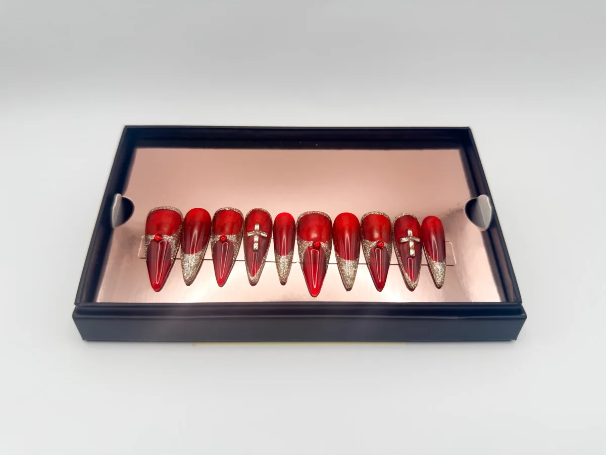 Imperial Ruby Hand Made Stilletto Nails