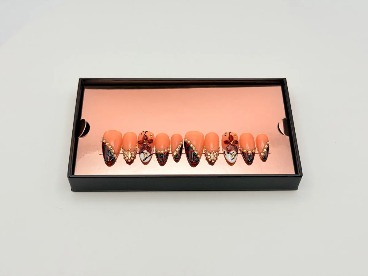 Iced Dahlia Hand Made Press On Oval Nails