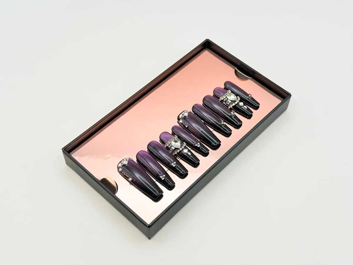 Midnigt Majesty Hand Made Press On Coffin Nails